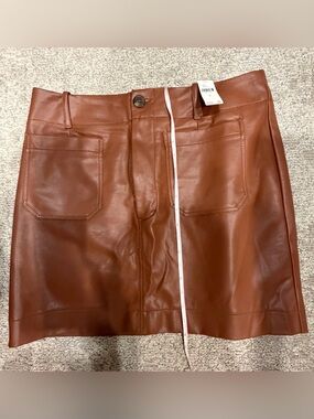 MAEVE by Anthropologie Brown Faux Leather Skirt